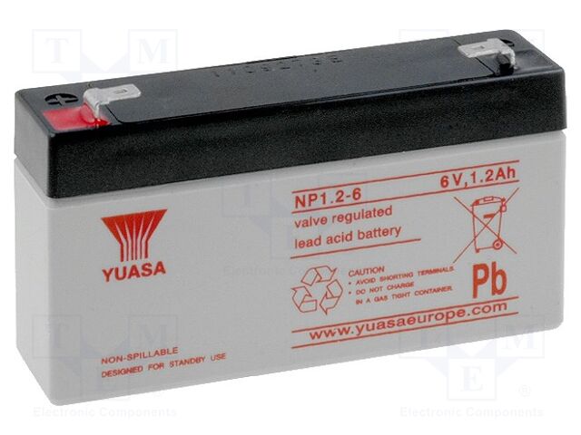 YUASA ACCU-HP1.2-6/Y Lyijyakku 6V 1.2Ah AGM