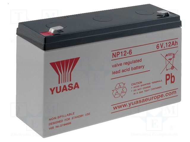 YUASA ACCU-HP12-6/Y Lyijyakku 6V AGM