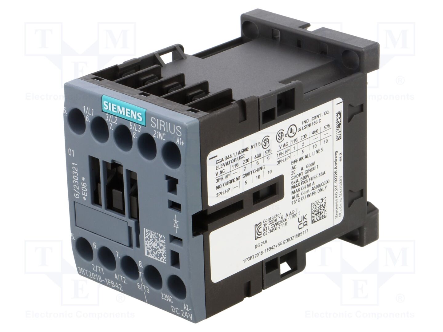 SIEMENS 3RT2018-1FB42 Kontaktori 24VDC 16A