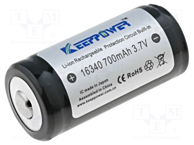 KEEPPOWER ACCU-ICR16340 Ladattava akku Li-Ion 3.7V