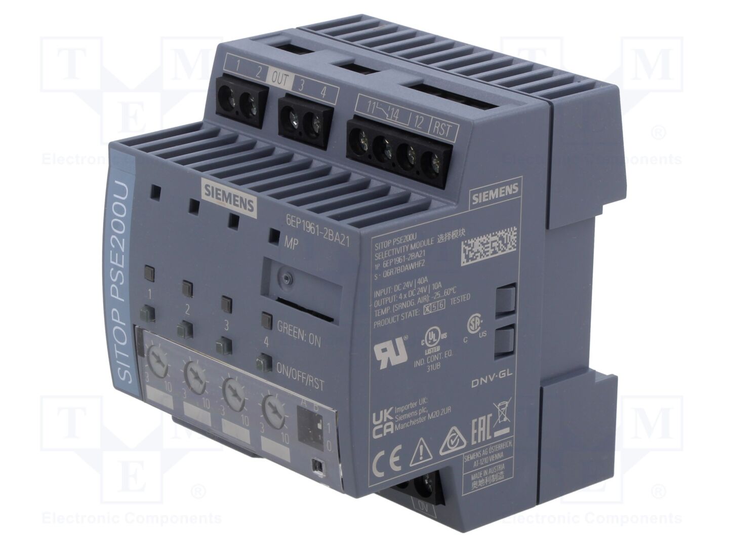 SIEMENS 6EP1961-2BA21 DIN-kiskoon asennettava kytkentävirtalähde 24VDC 10A