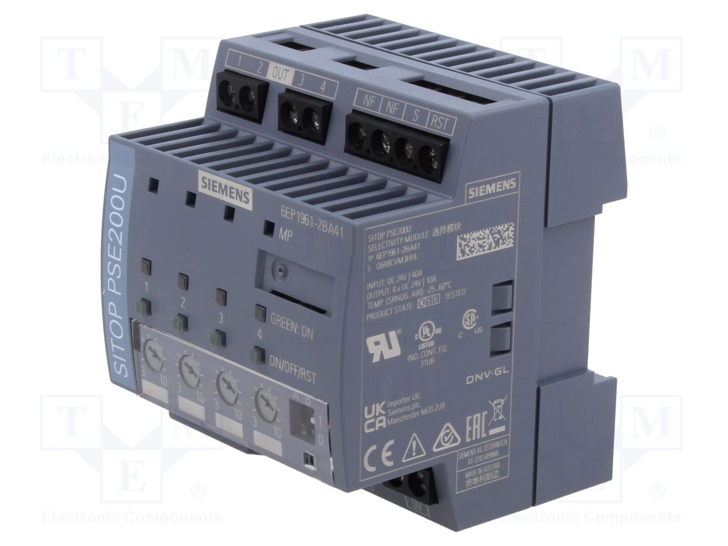 SIEMENS 6EP1961-2BA41 DIN-kiskoon asennettava kytkentävirtalähde 24VDC 10A