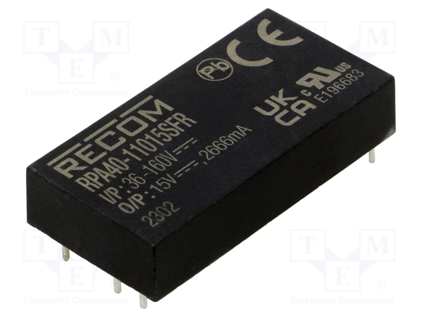 RECOM RPA40-11015SFR DC/DC-muunnin 40W, 15V