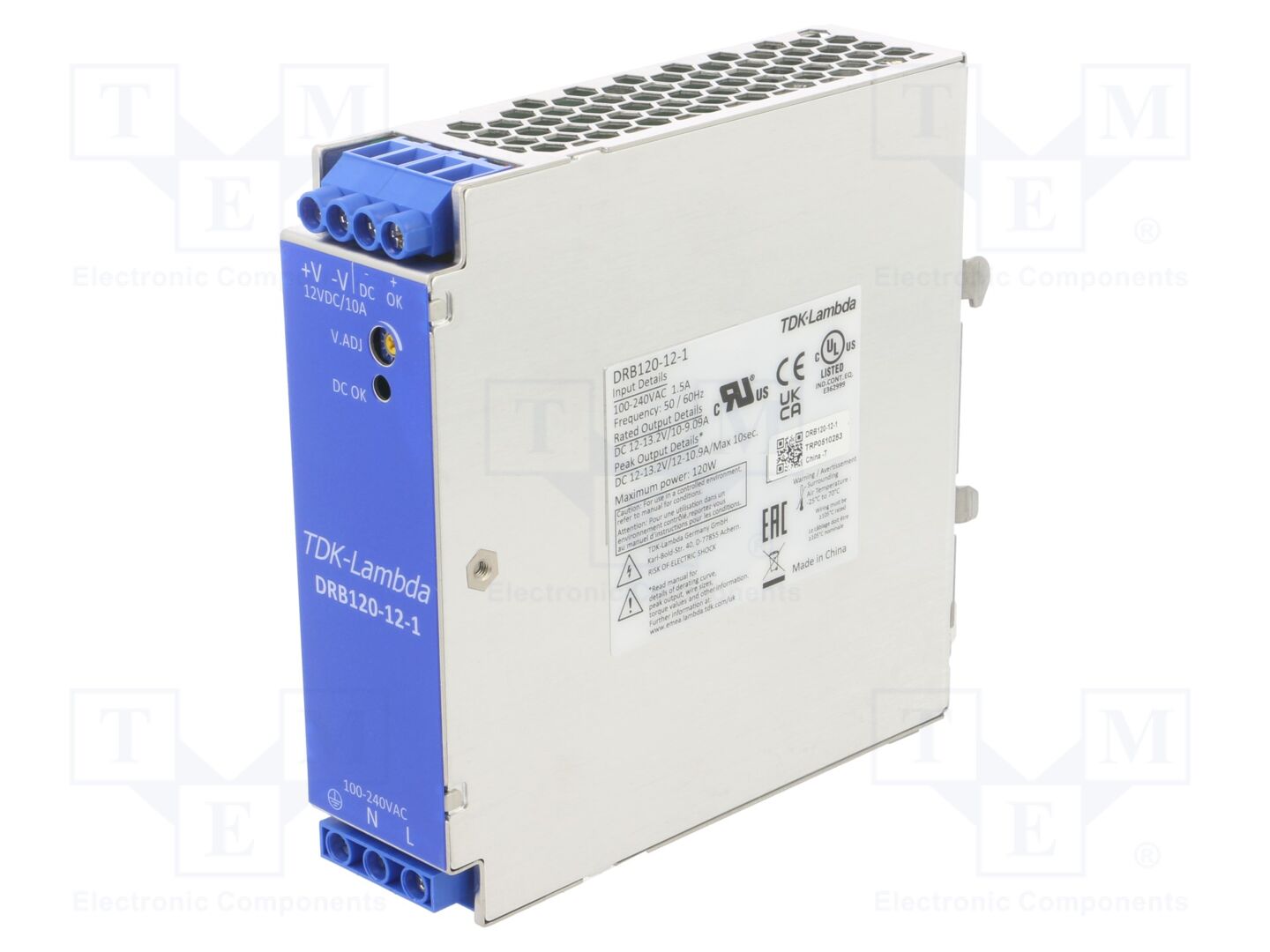 TDK-LAMBDA DRB120-12-1 DIN-kiskoon asennettava kytkentävirtalähde 120W 12VDC