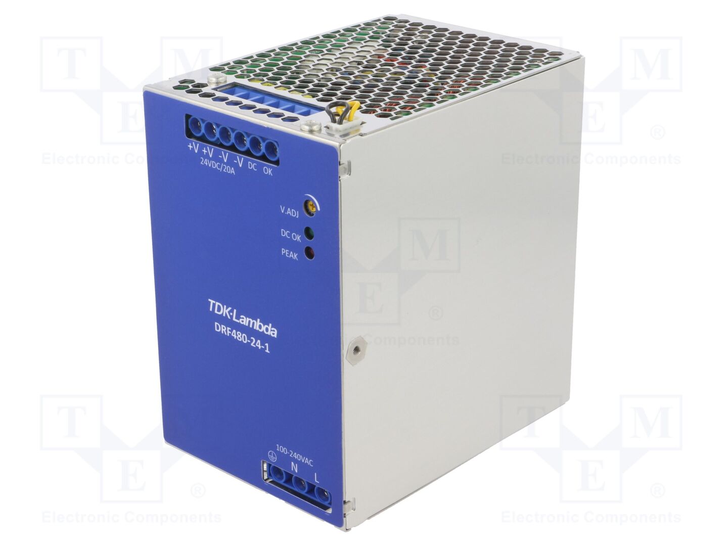 TDK-LAMBDA DRF480-24-1 DIN-kiskoon asennettava kytkentäsähkönsyöttö 480W 24VDC