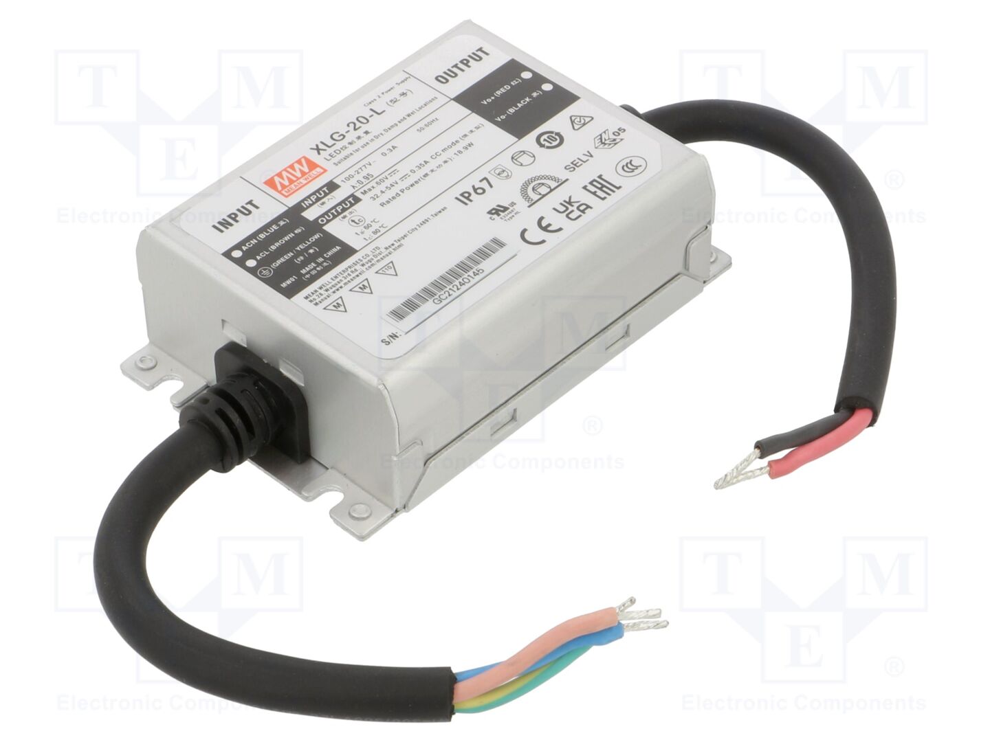MEAN WELL XLG-20-L LED-virtalähde 20W 32,4-54VDC 350mA