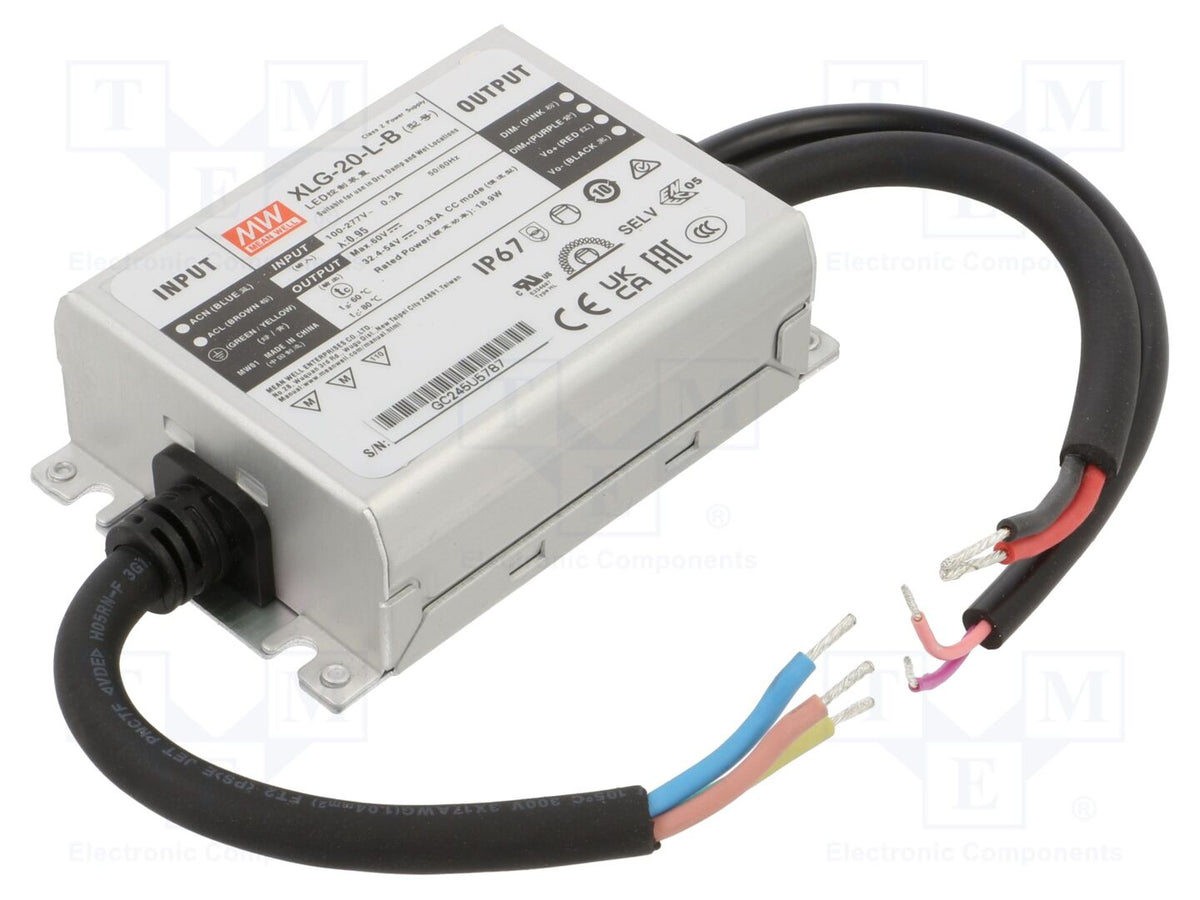 MEAN WELL XLG-20-L-B LED-verkkolaite 20W 32,4-54VDC 350mA