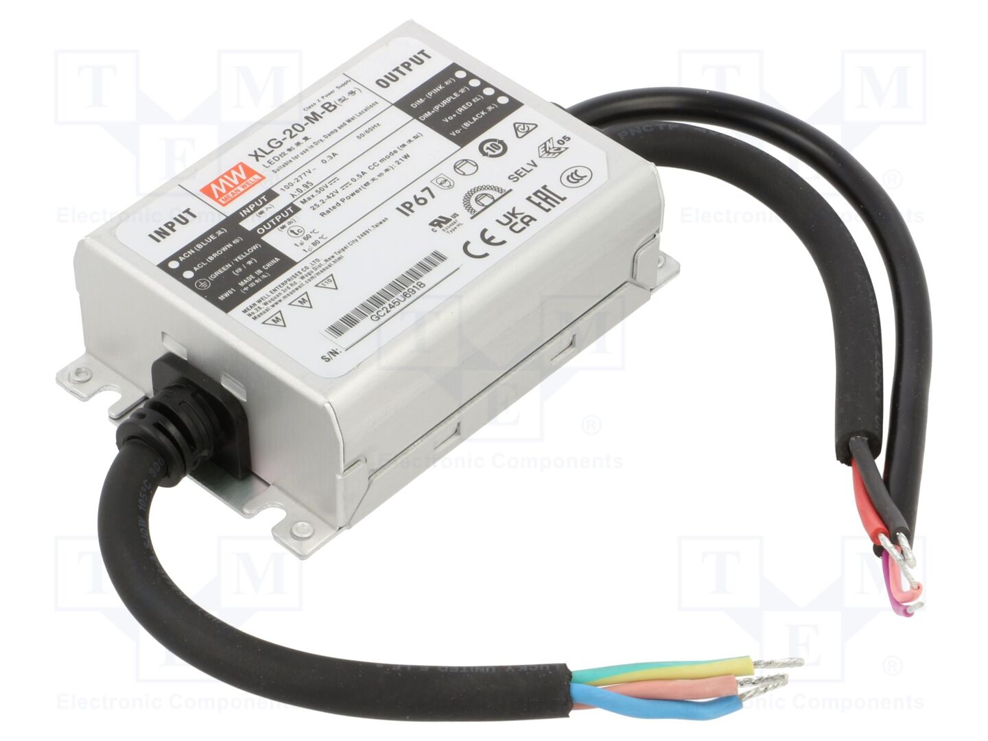 MEAN WELL XLG-20-M-B LED-virtalähde 20W 25,2-42VDC 500mA