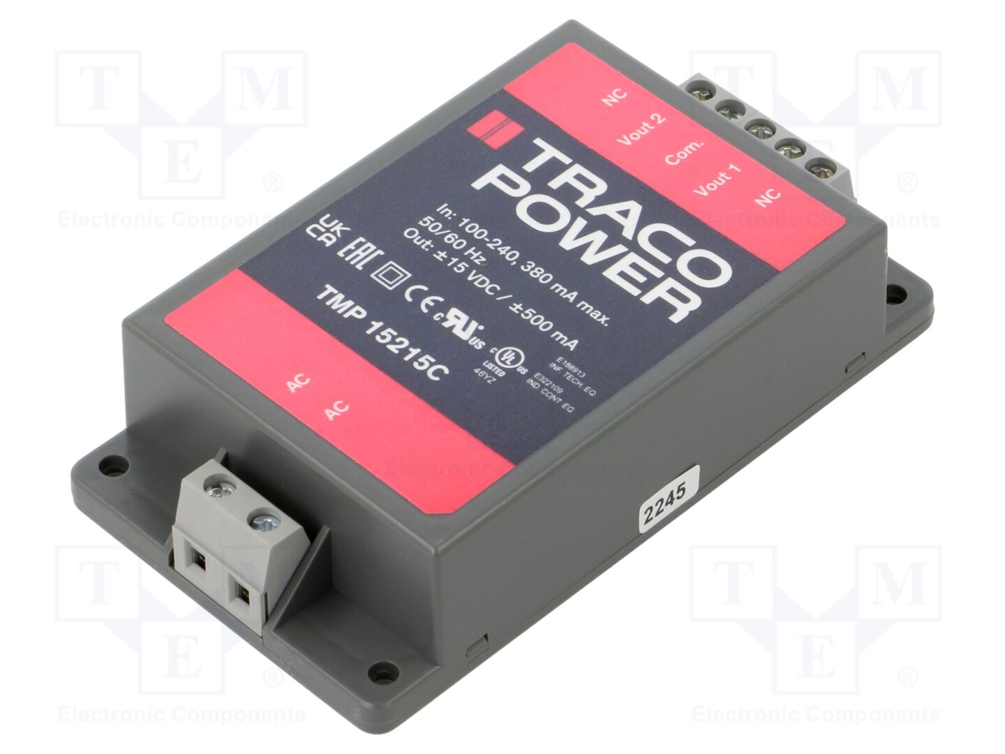 TRACO POWER TMP15215C Sisäänrakennettu kytkentävirtalähde 15W 15VDC 500mA