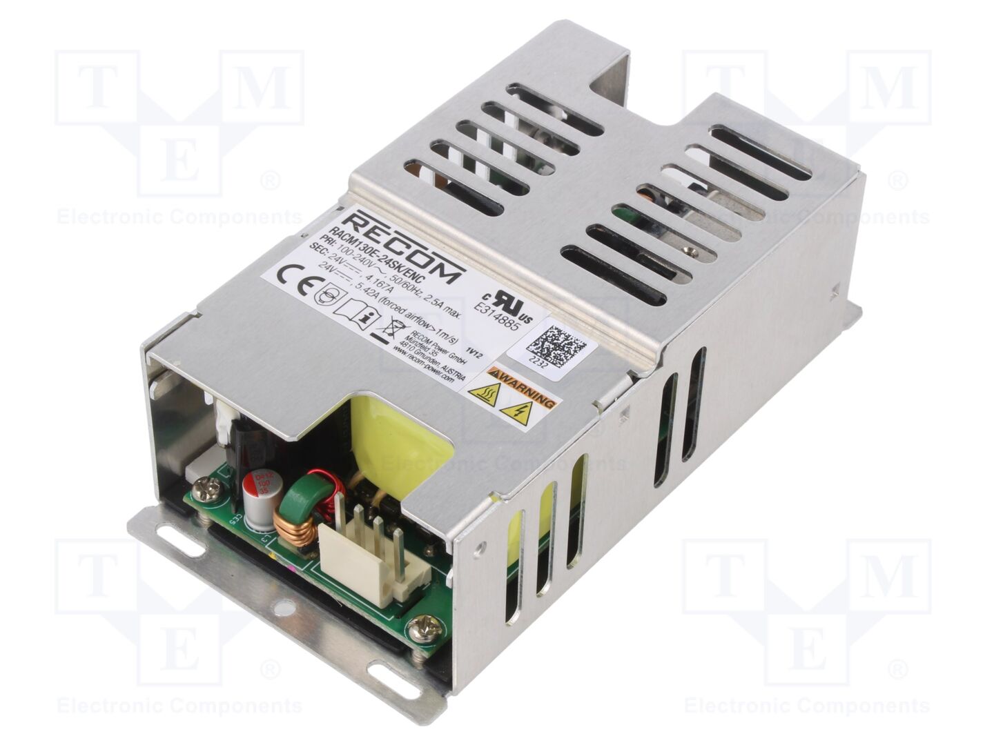 RECOM RACM130E-24SK/ENC Sisäänrakennettu kytkentävirtalähde 130W 24VDC