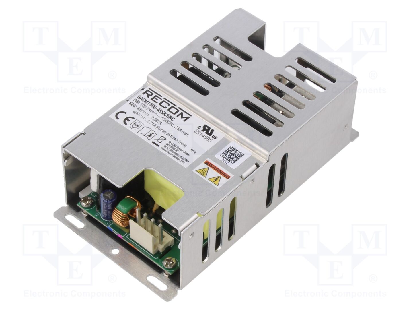 RECOM RACM130E-48SK/ENC Sisäänrakennettu kytkentävirtalähde 130W 48VDC