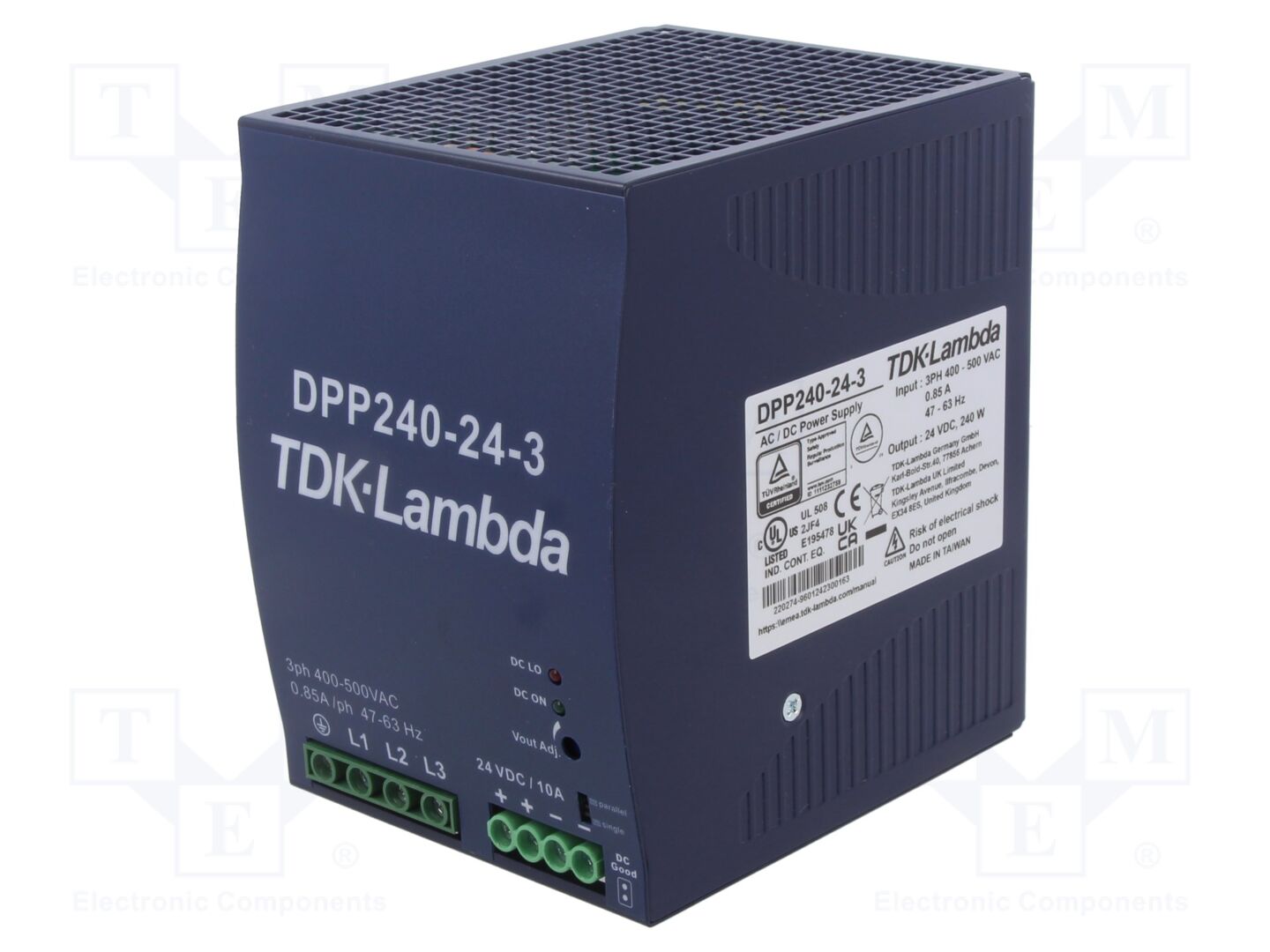 TDK-LAMBDA DPP240-24-3 DIN-kiskoon asennettava kytkentävirtalähde 240W 24VDC