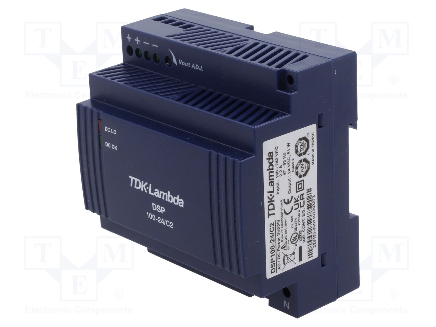 TDK-LAMBDA DSP100-24-C2 DIN-kiskoon asennettava kytkentävirtalähde 100W 24VDC