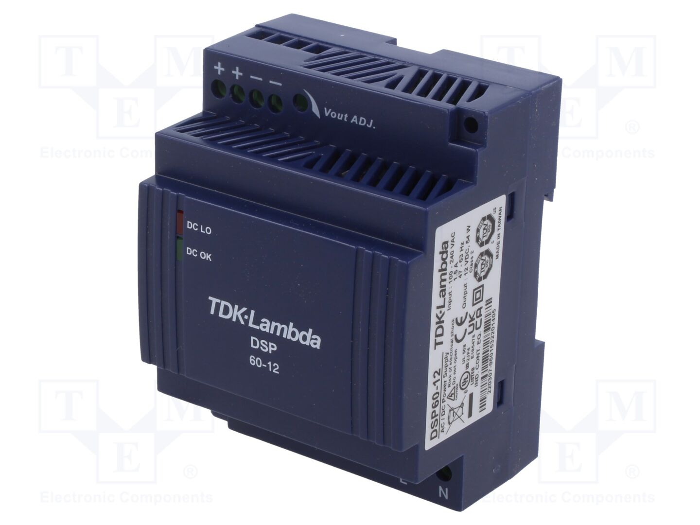 TDK-LAMBDA DSP60-12 DIN-kiskoon asennettava kytkentävirtalähde 54W 12VDC
