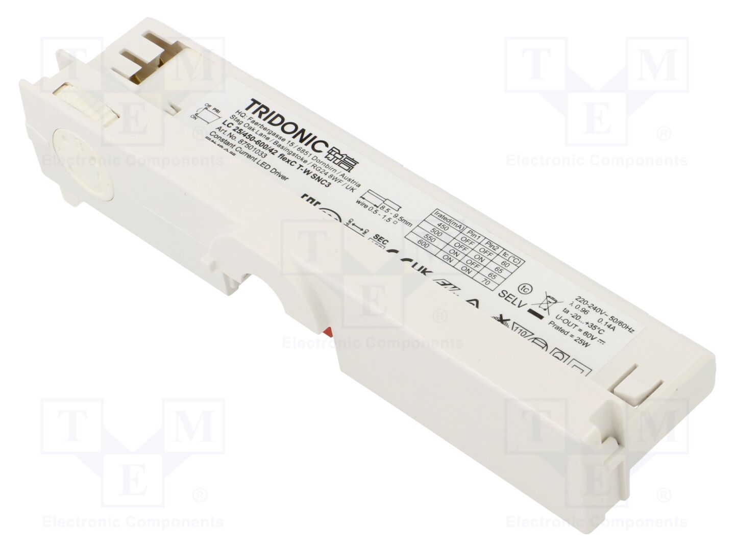 TRIDONIC LC 25/450-600/42 FLEXC T-W SNC3 LED-virtalähde 25W 24-42VDC
