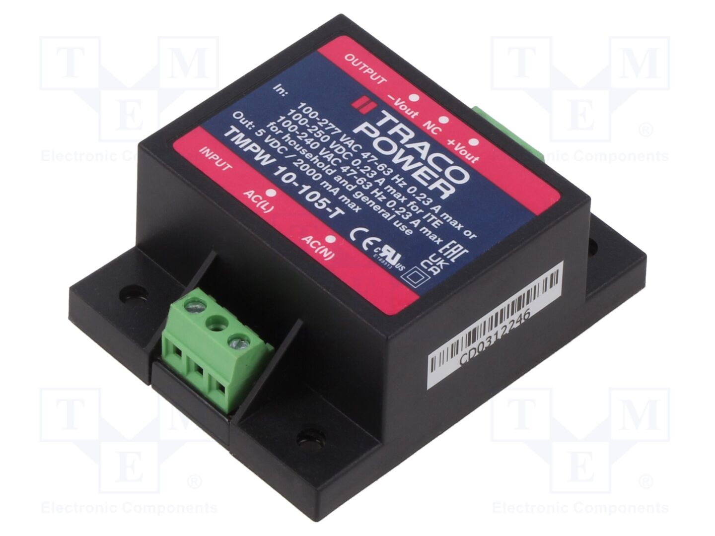 TRACO POWER TMPW10-105-T Sisäänrakennettu kytkentäsähkölaite 10W 5VDC