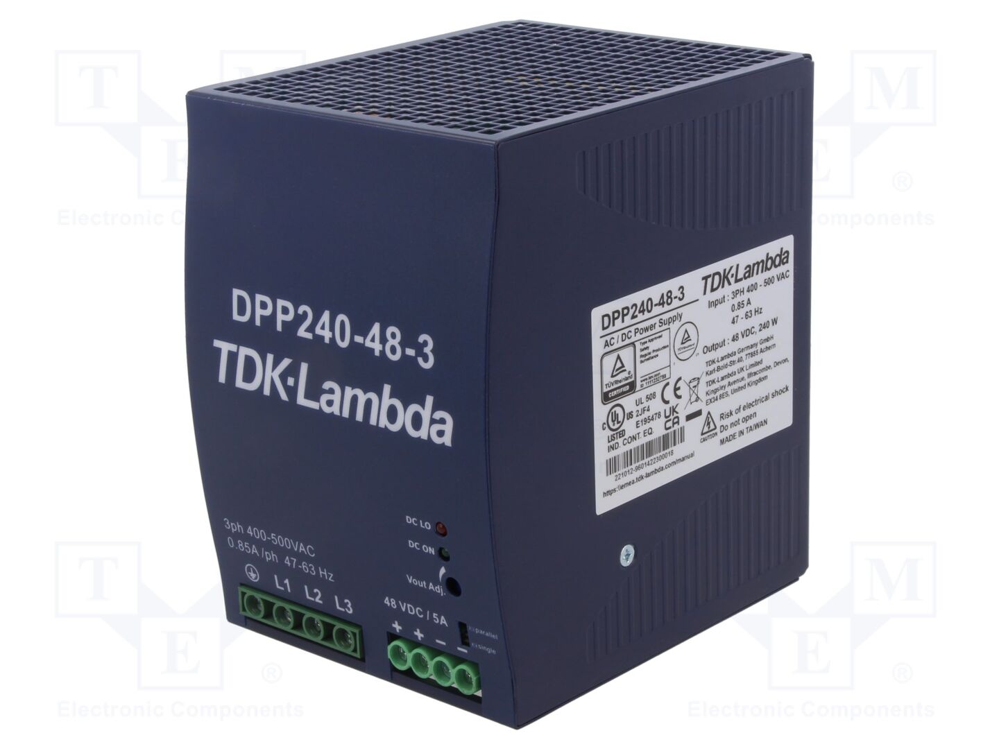 TDK-LAMBDA DPP240-48-3 DIN-kiskoon asennettava kytkentävirtalähde 240W 48VDC