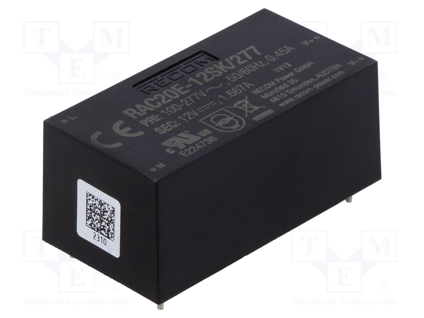 RECOM RAC20E-12SK/277 AC/DC-muunnin 20W