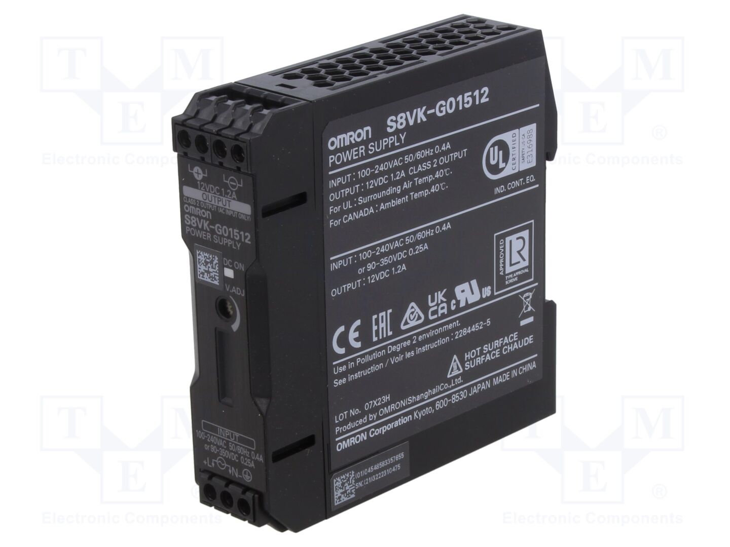 OMRON S8VK-G01512 DIN-kiskoon asennettava kytkentävirtalähde 15W 12VDC