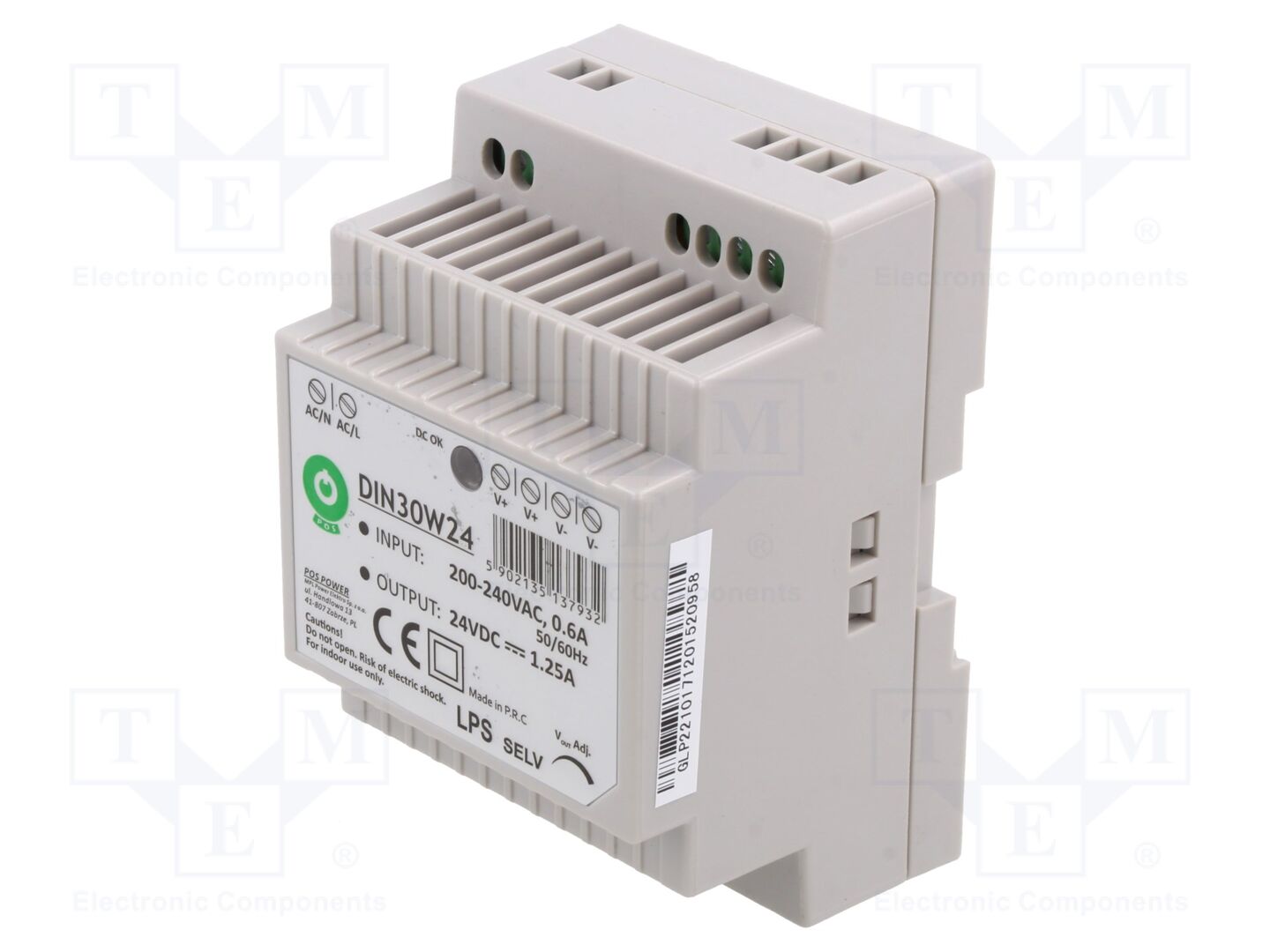 POS POS-DIN30W24 Kytkinlähde DIN-kiskoon 30W 24VDC
