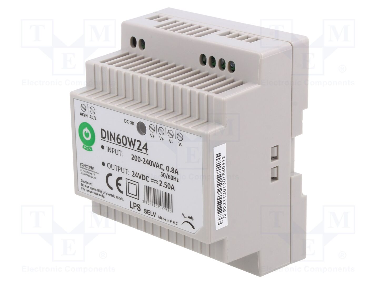 POS POS-DIN60W24 Kytkinlähde DIN-kiskoon 60W 24VDC