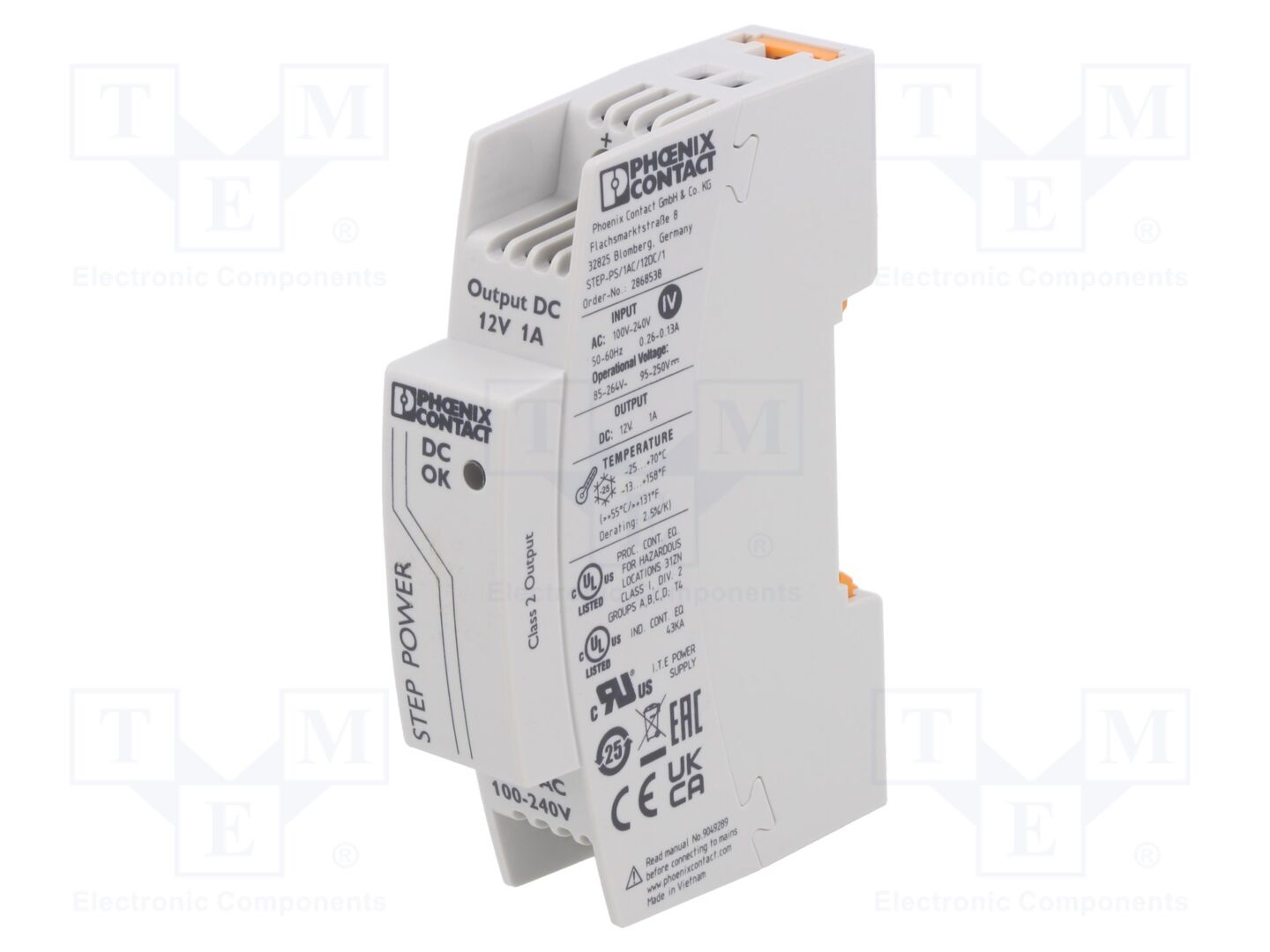 PHOENIX CONTACT STEP/1AC/12DC/1 DIN-kiskoon asennettava kytkentävirtalähde 12W 12VDC 1A