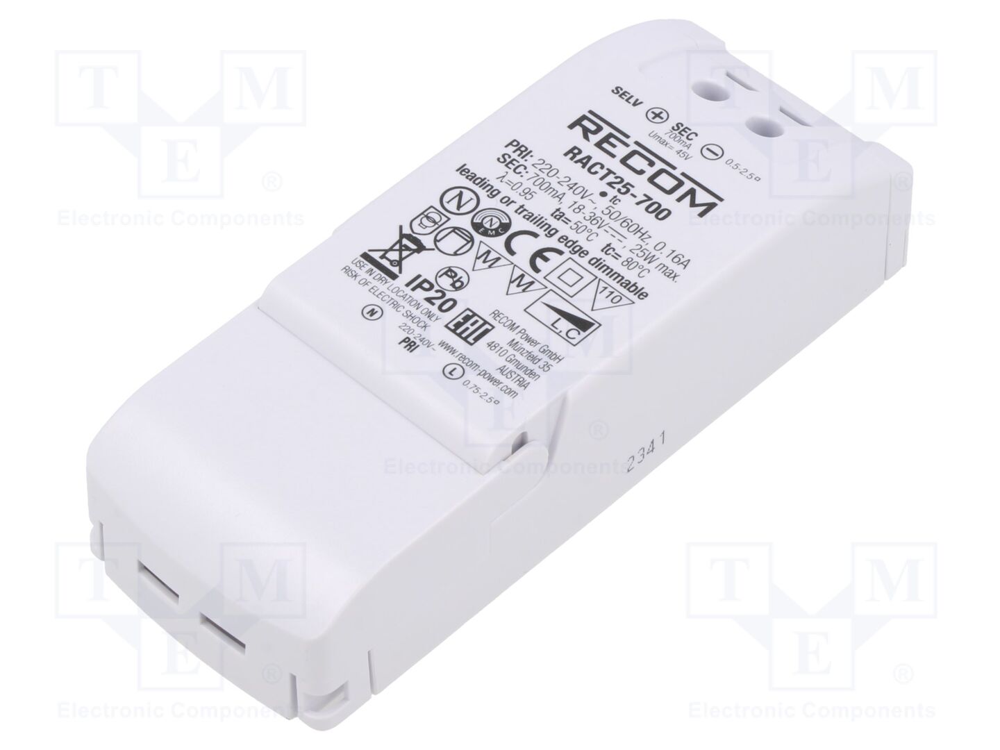 RECOM RACT25-700 LED-virtalähde 25W 700mA 18-36VDC