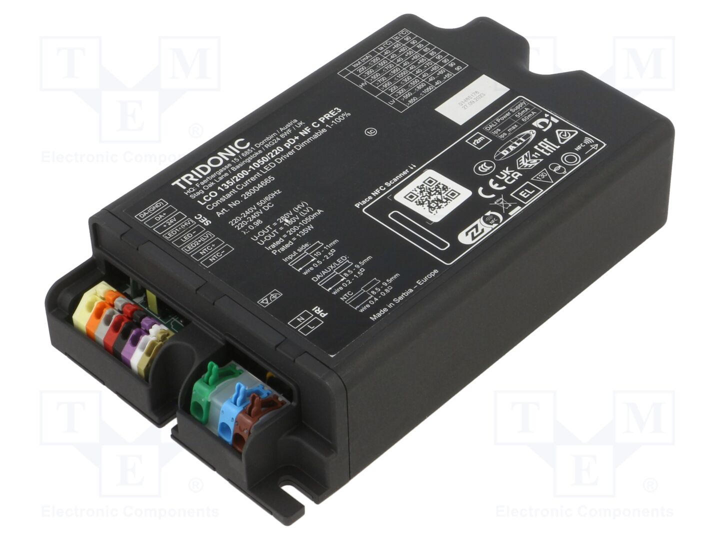 TRIDONIC LCO 135/200-1050/220 PD+ NF C PRE3 LED-virtalähde DALI 2