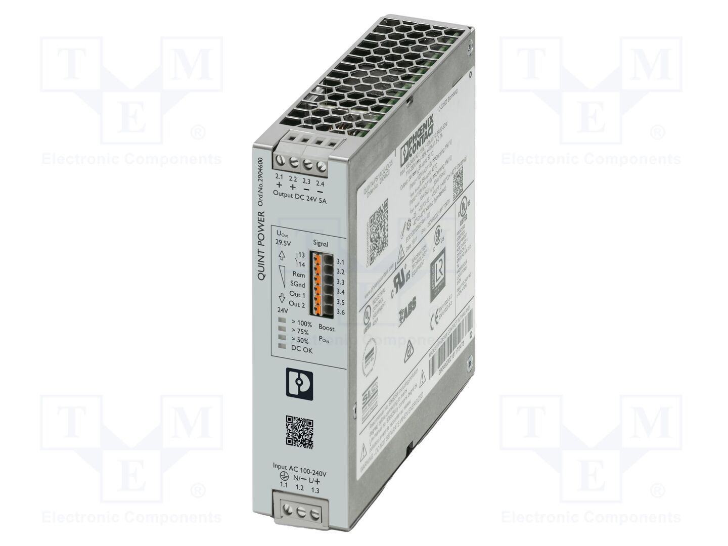 PHOENIX CONTACT QUINT4/1AC/24DC/5 DIN-kiskoon asennettava kytkentävirtalähde 120W 24VDC 5A