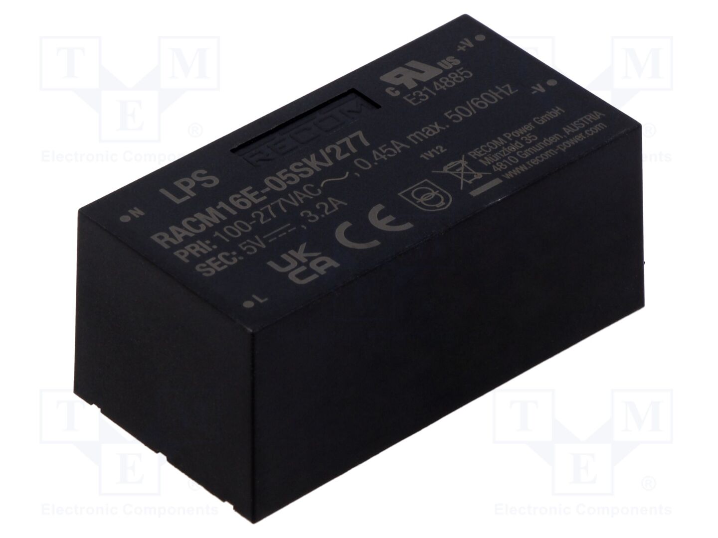 RECOM RACM16E-05SK/277 AC/DC-muunnin 16W, 5V