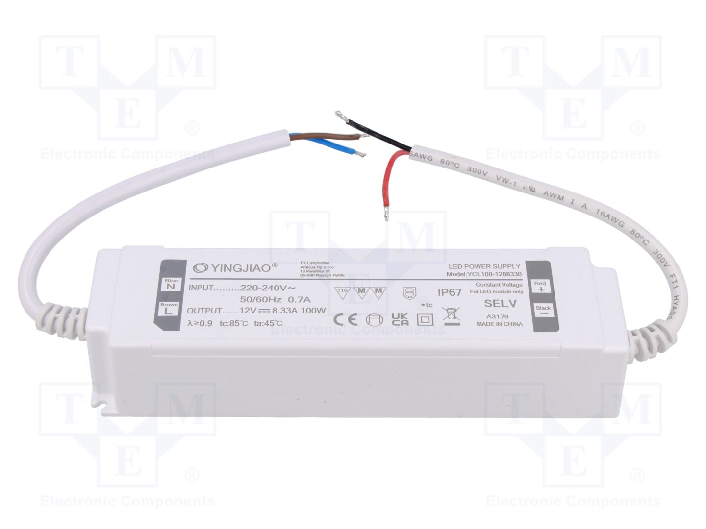 YINGJIAO YCL100-100-12 LED-verkkolaite 100W 12VDC 8,33A