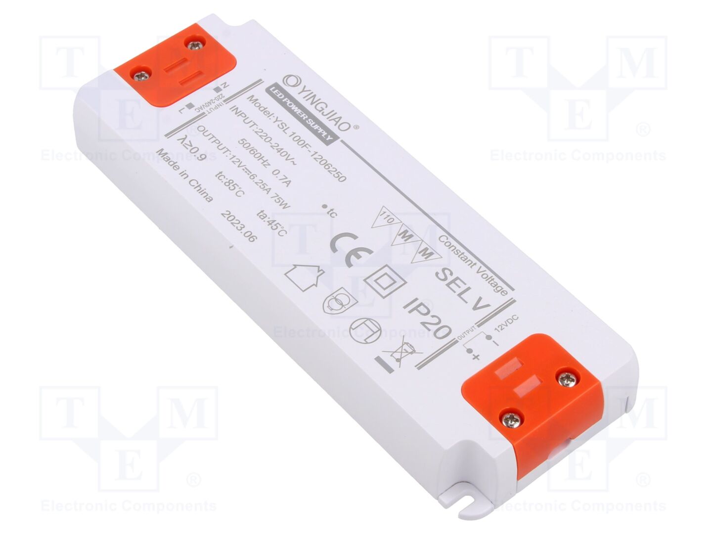 YINGJIAO YSL100F-75-12 LED-virtalähde 75W 12VDC 6,25A