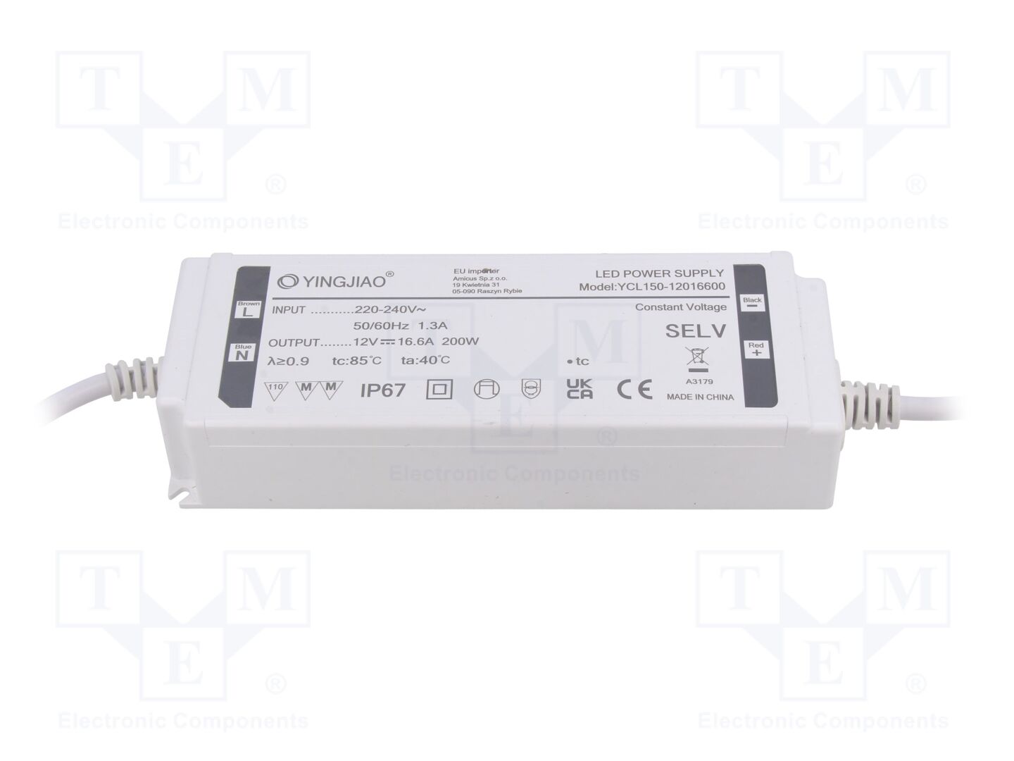 YINGJIAO YCL150-200-12 LED-verkkolaite 200W 12VDC 16.66A