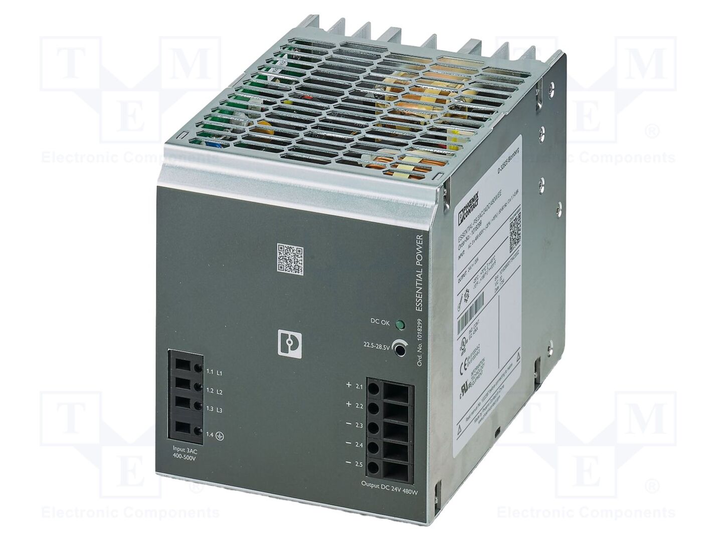 PHOENIX CONTACT ESSENTIAL/3F480/24 DIN-kiskoon asennettava kytkentävirtalähde 480W 24VDC