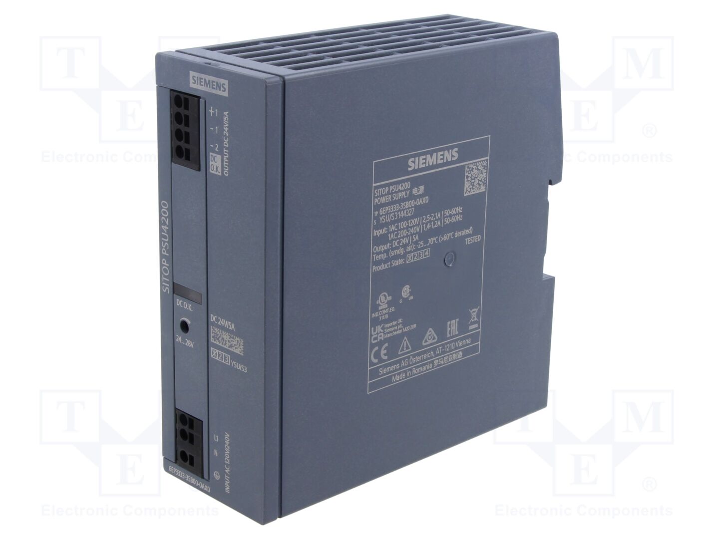 SIEMENS 6EP3333-3SB00-0AX0 DIN-kiskoon asennettava kytkentävirtalähde 120W 24VDC 5A