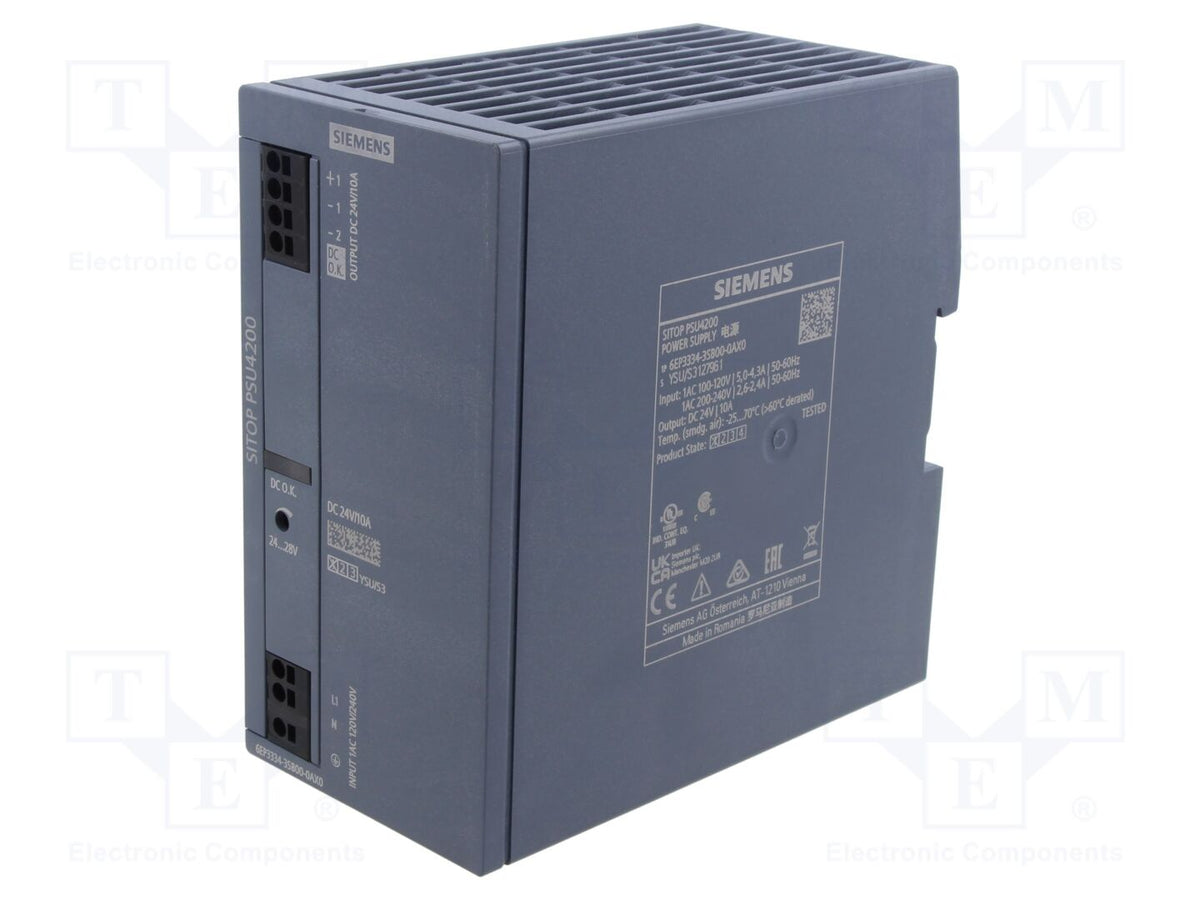 SIEMENS 6EP3334-3SB00-0AX0 DIN-kiskoon asennettava kytkentävirtalähde 240W 24VDC 10A