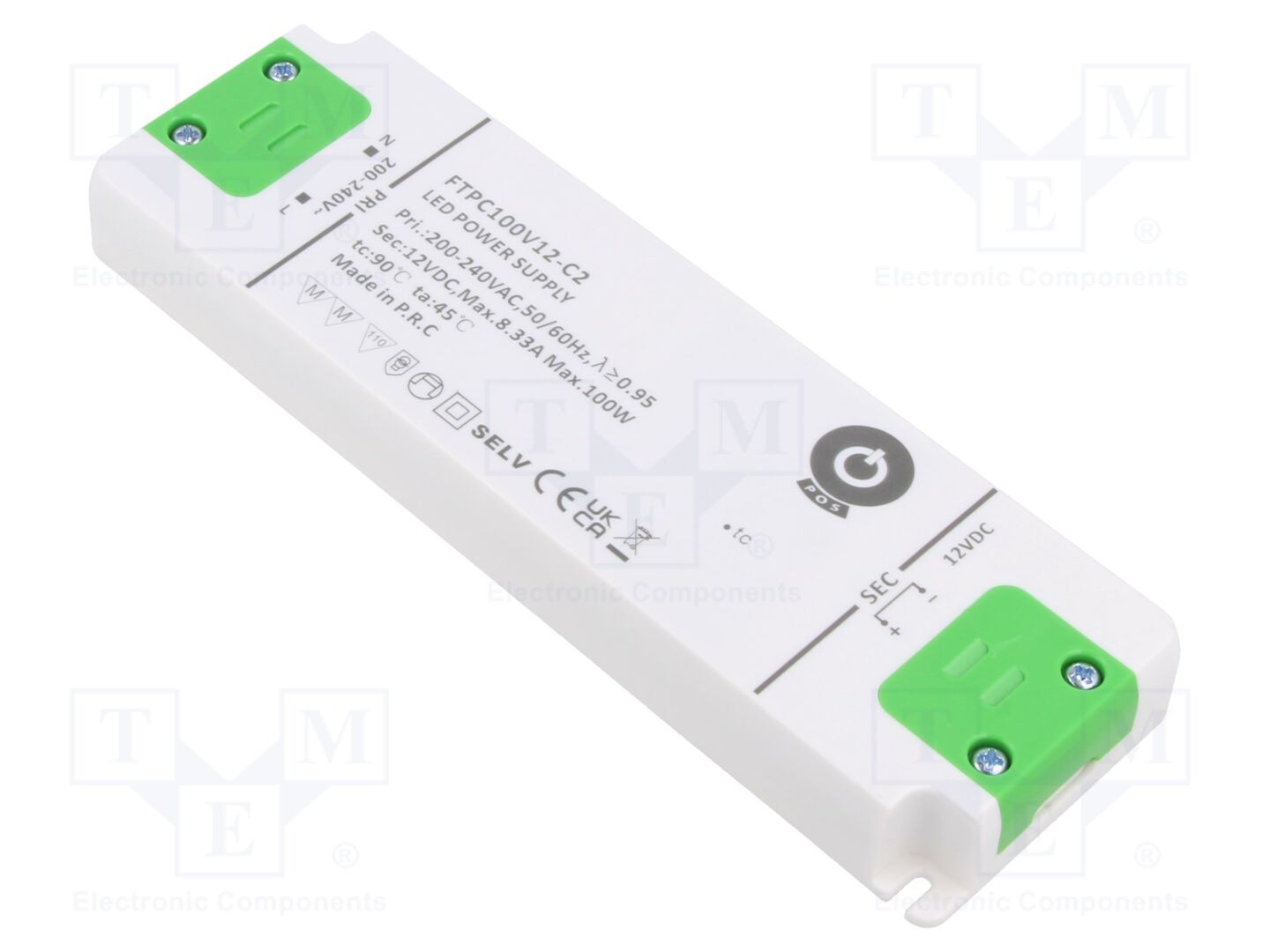 POS FTPC100V12-C2 LED-verkkolaite 100W 12VDC 8,33A