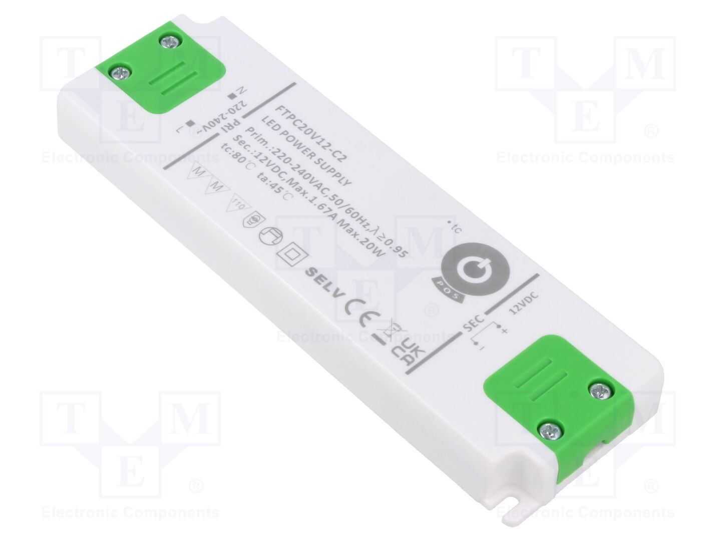 POS FTPC20V12-C2 LED-verkkolaite 20W 12VDC 1,67A