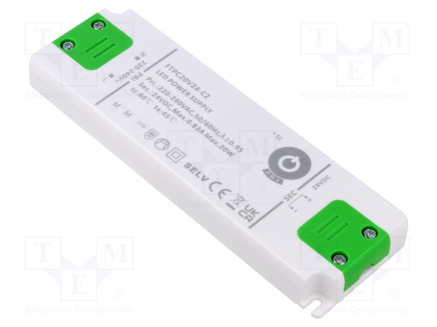 POS FTPC20V24-C2 LED-virtalähde 20W 24VDC 830mA