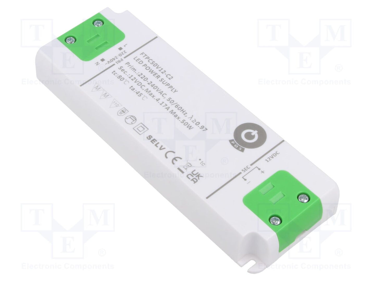 POS FTPC50V12-C2 LED-virtalähde 50W 12VDC 4.16A