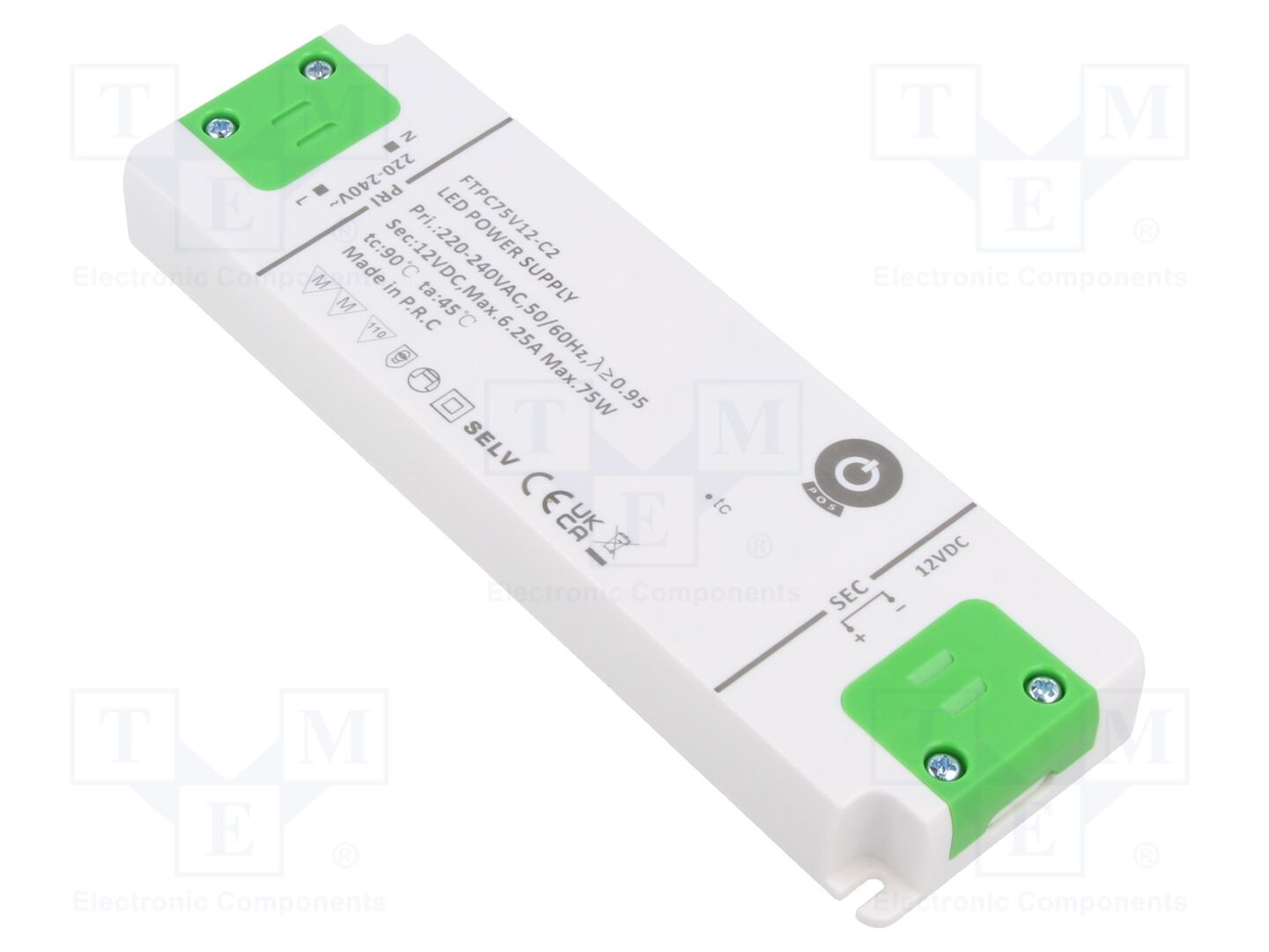 POS FTPC75V12-C2 LED-verkkolaite 75W 12VDC 6.25A
