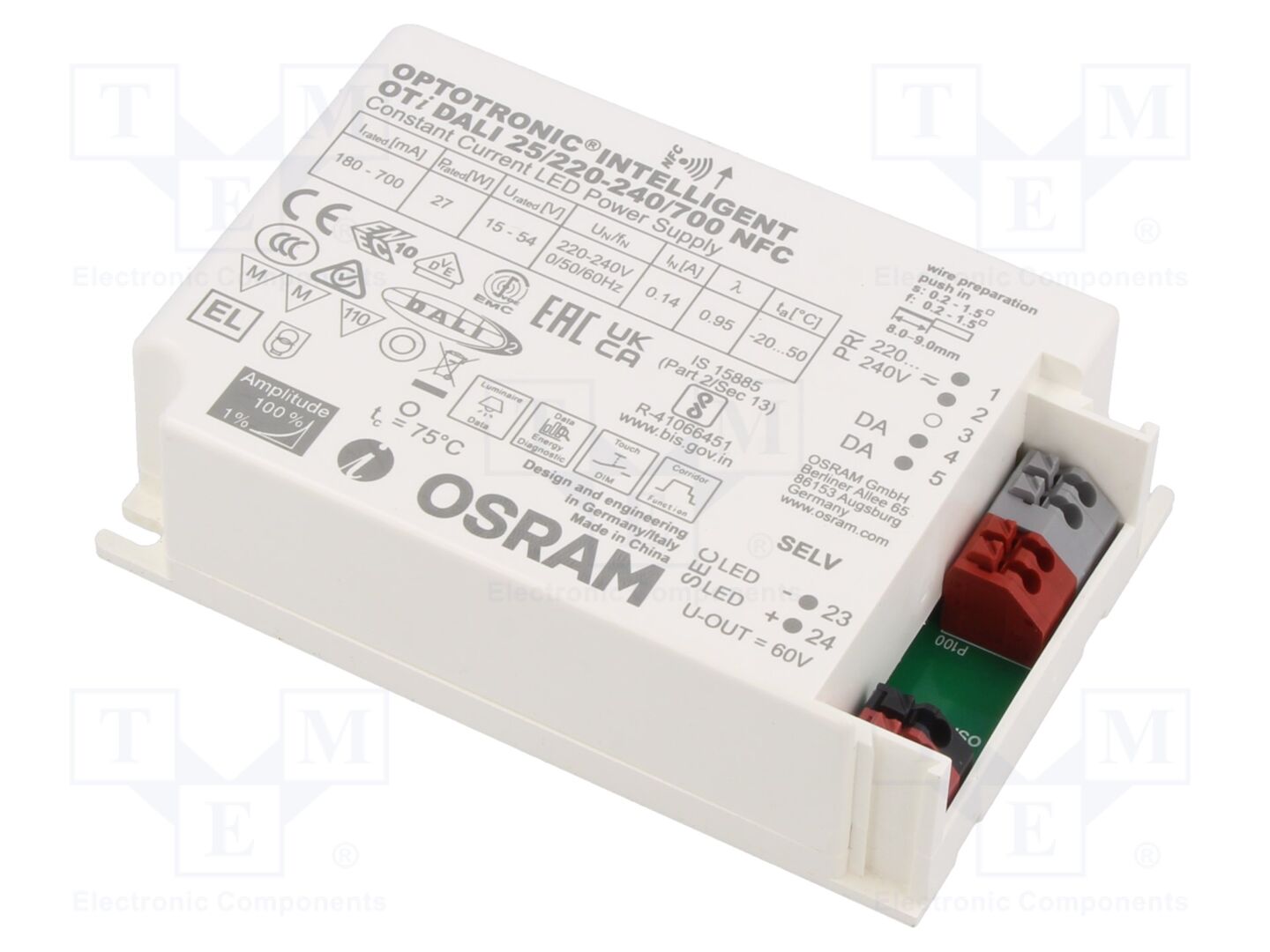 ams OSRAM OTI DALI 25/220-240/700 NFC LED-virtalähde 27W 700mA