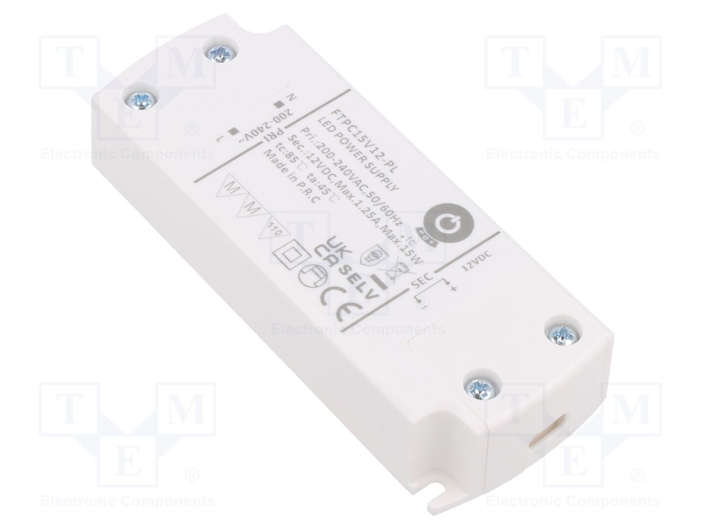 POS FTPC15V12-PL LED-verkkolaite 15W 12VDC 1,25A
