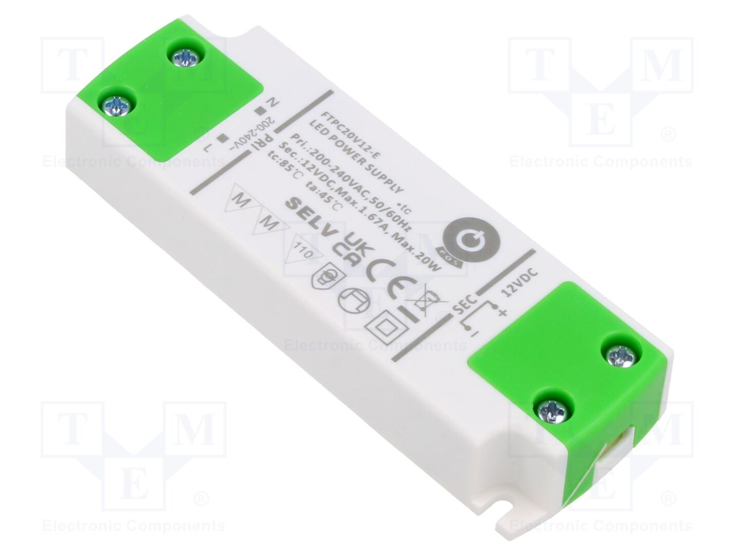 POS FTPC20V12-E LED-verkkolaite 20W 12VDC 1.67A