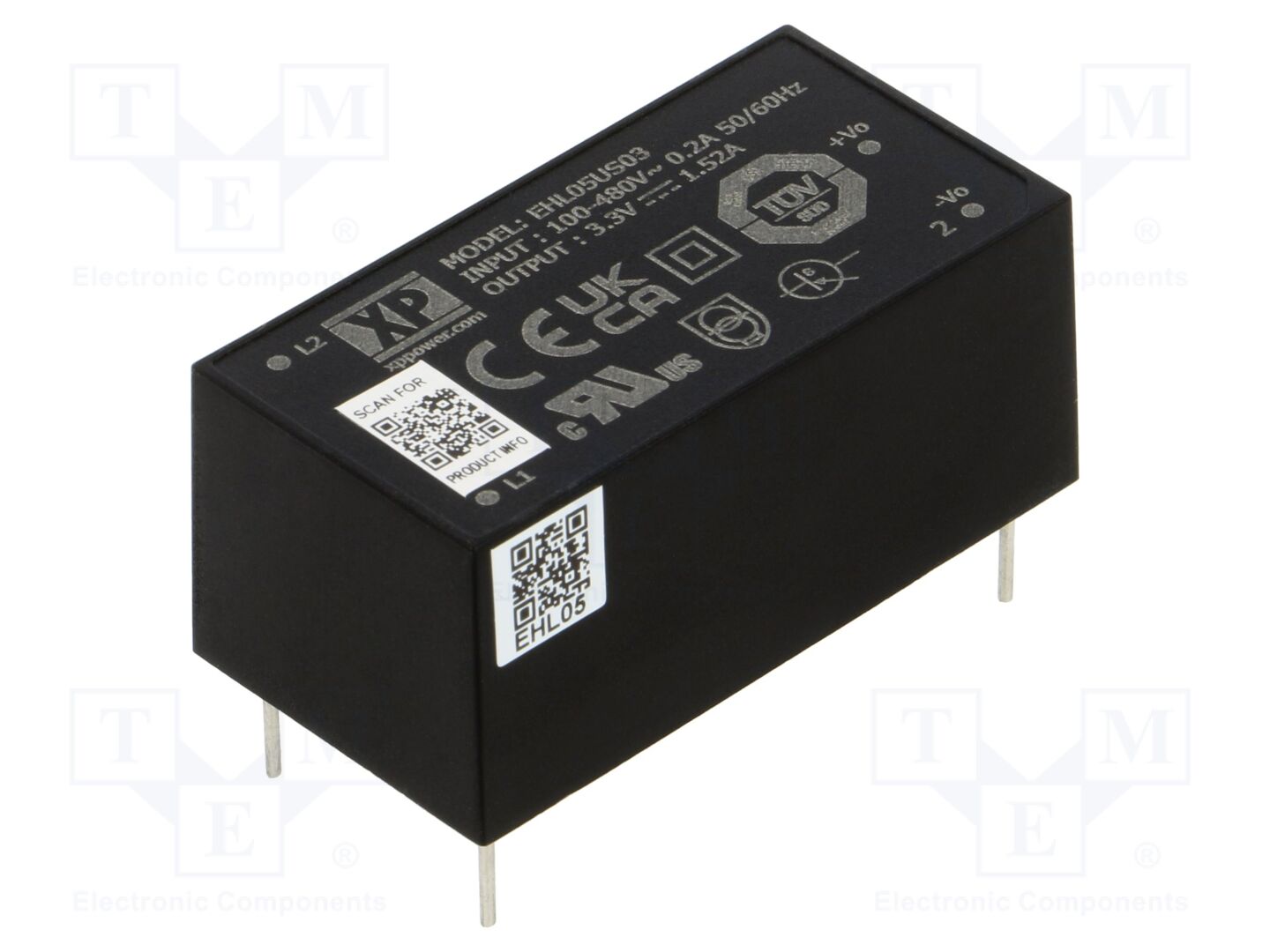 XP POWER EHL05US03 PCB AC/DC-muunnin 5W, 3.3VDC