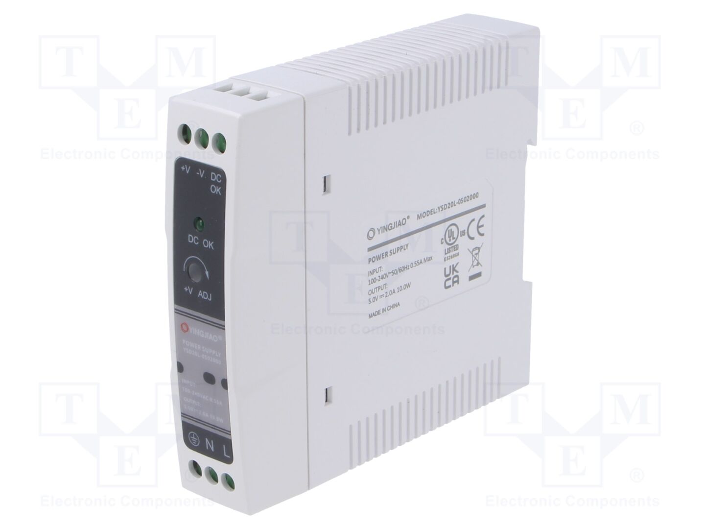 YINGJIAO YSD20L-10-5 DIN-kiskoon asennettava kytkentävirtalähde 10W 5VDC 2A