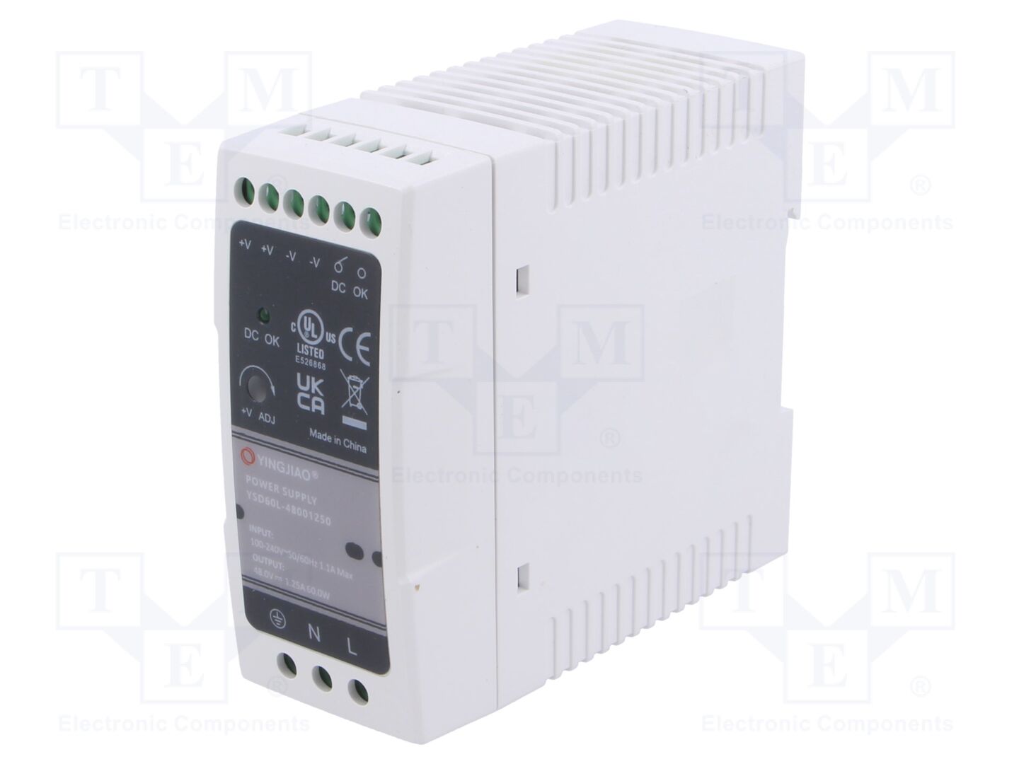 YINGJIAO YSD60L-60-48 DIN-kiskoon asennettava kytkentävirtalähde 60W 48VDC 1.25A