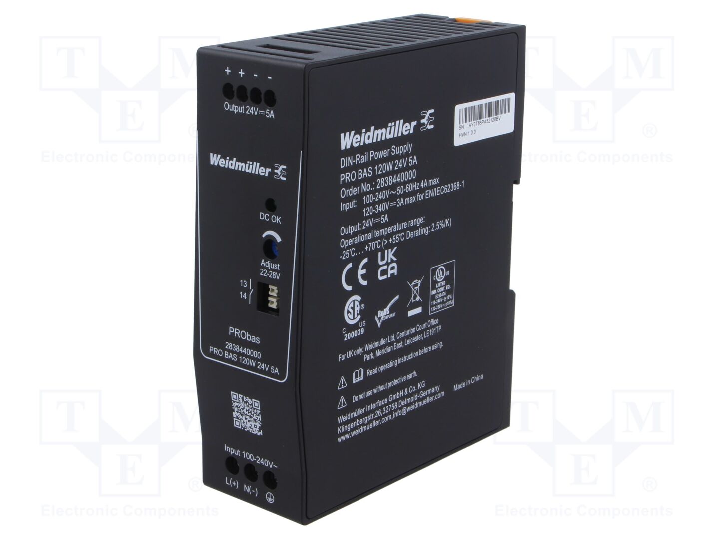 WEIDMÜLLER PROBAS-120W24V5A Kytkinlähde DIN-kiskoon 120W 24VDC 5A