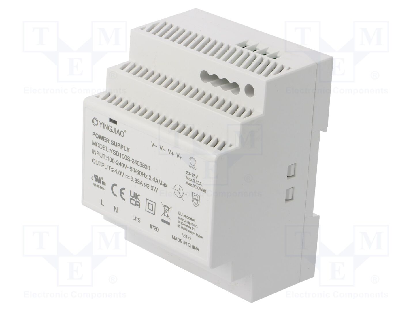 YINGJIAO YSD100S-100-24 DIN-kiskoon kiinnitettävä kytkentävirtalähde 92W 24VDC