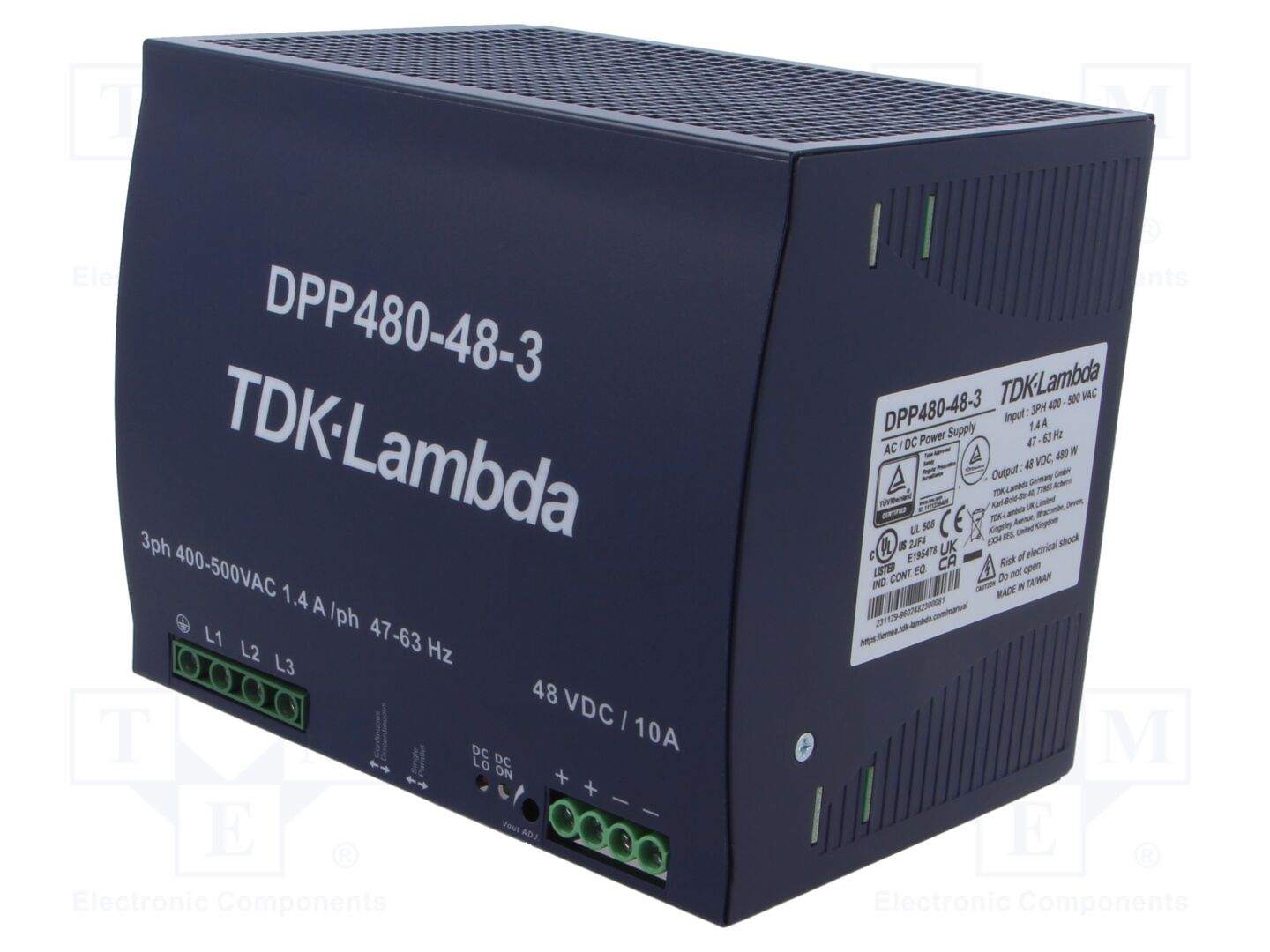 TDK-LAMBDA DPP480-48-3 DIN-kiskoon asennettava kytkentävirtalähde 480W 48VDC